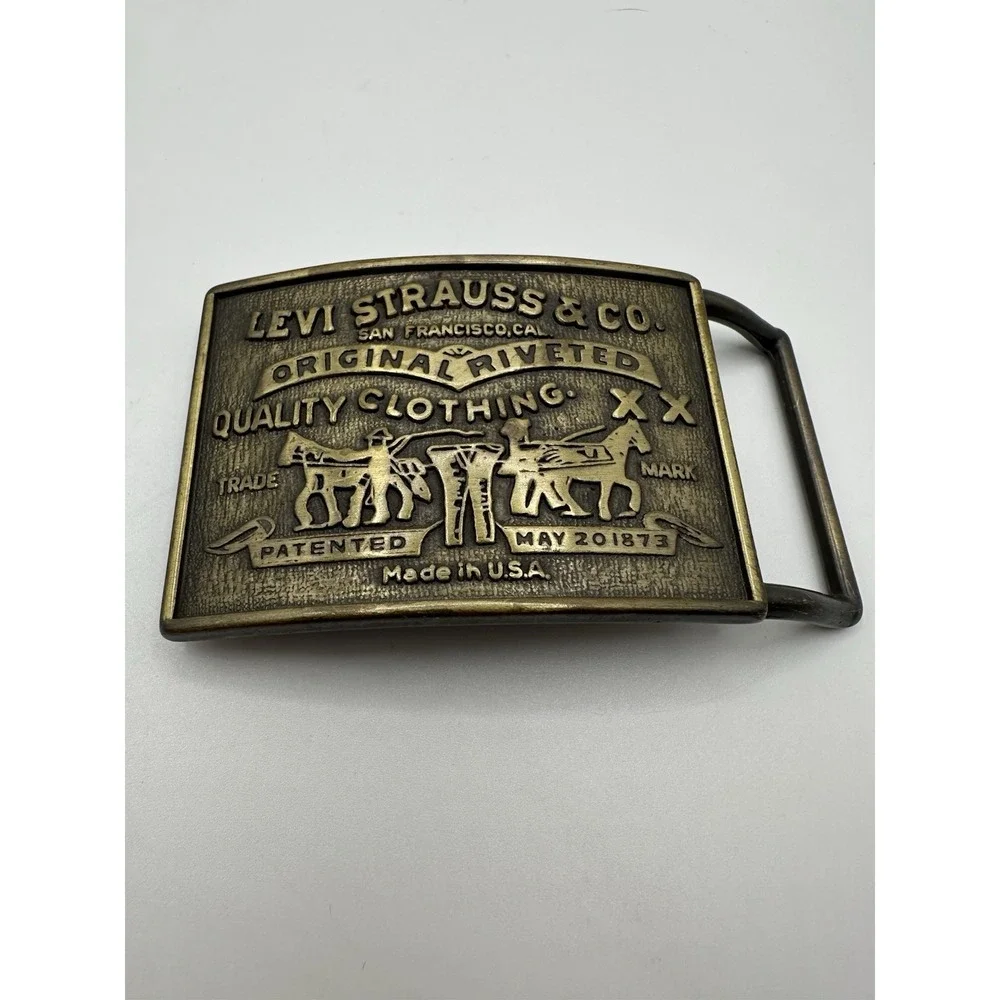 Levi Strauss & Co Brass‎ Belt Buckle Original 1970's Made In USA Vintage